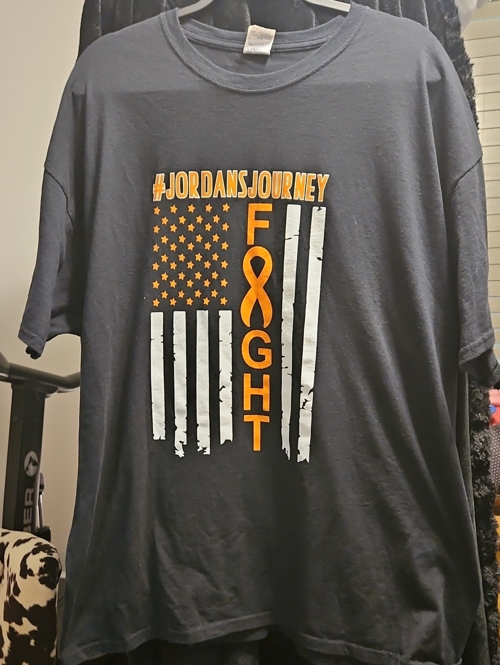 Jerzees Black Tee with Blue & Orange Label